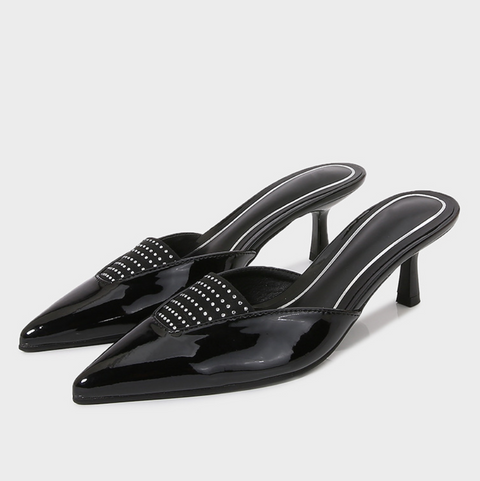Rhinestone Studded Pointed-toe Mueller Shoes