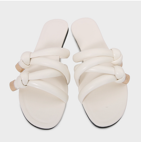 Quilted Pull Strap Gold Beach Slippers