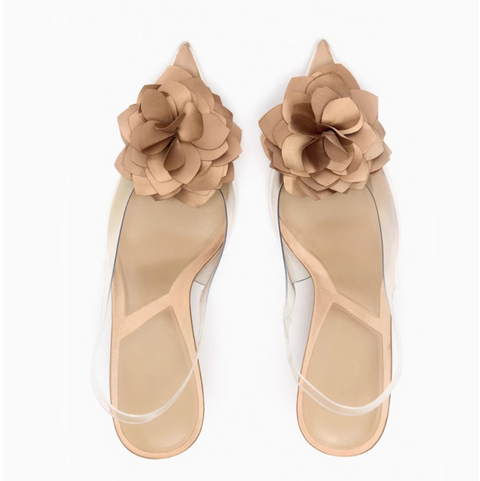Transparent Flower Embellished Plastic Pointed-Toe Sandals