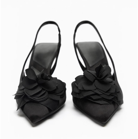 Transparent Flower Embellished Plastic Pointed-Toe Sandals