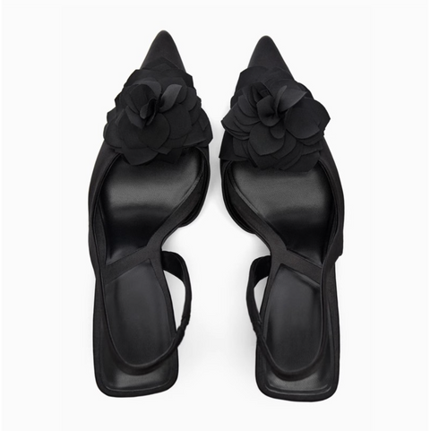 Transparent Flower Embellished Plastic Pointed-Toe Sandals