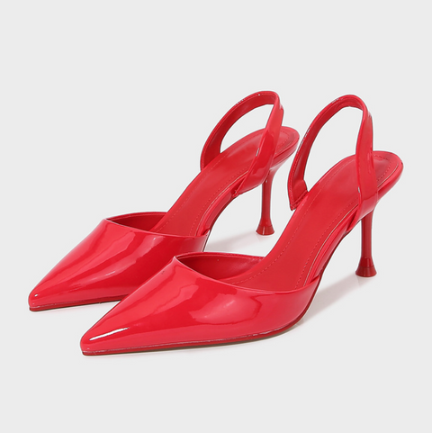 Shiny Red Patent Leather Pointed-toe Sandals