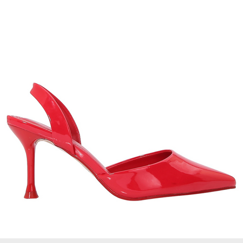 Shiny Red Patent Leather Pointed-toe Sandals