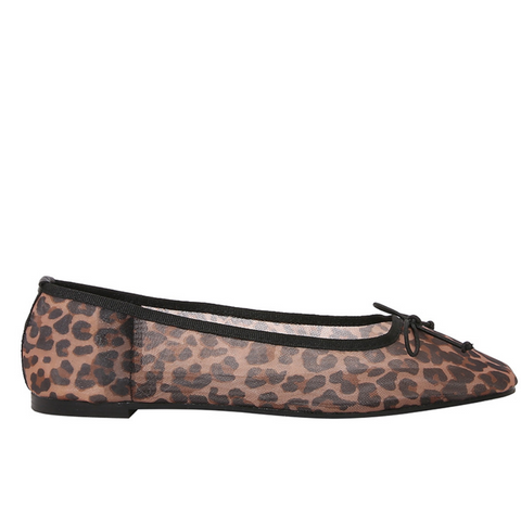 Leopard Print Bow Embellished Flats