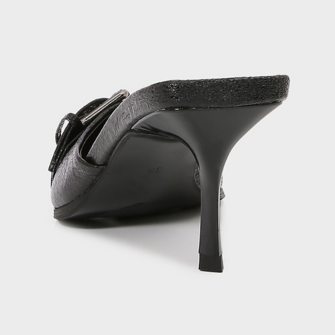 Buckle Decorated Black Half-slipper Sandals