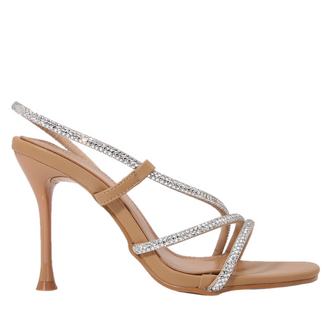 Rhinestone Open-toe Back Strap Sandals