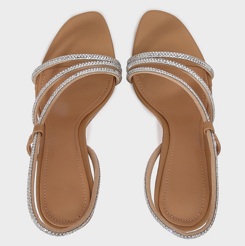 Rhinestone Open-toe Back Strap Sandals