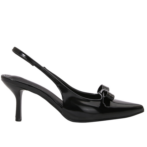 Patent Leather Bow Trimmed Pointed-toe Sandals