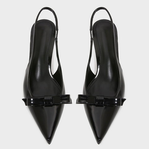 Patent Leather Bow Trimmed Pointed-toe Sandals