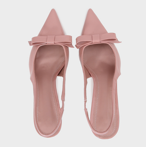 Patent Leather Bow Trimmed Pointed-toe Sandals