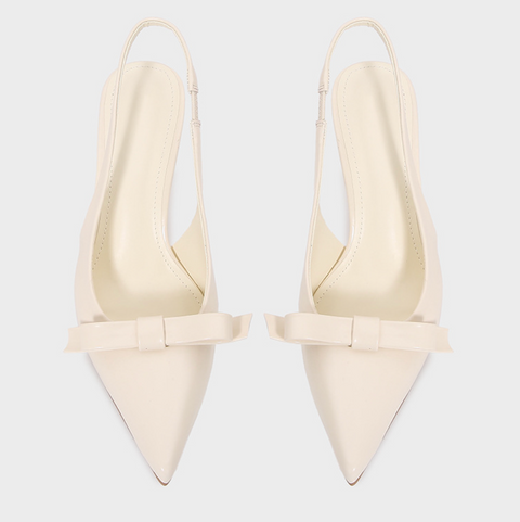 Patent Leather Bow Trimmed Pointed-toe Sandals