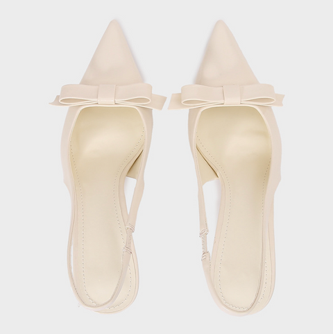 Patent Leather Bow Trimmed Pointed-toe Sandals