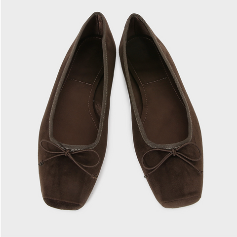Taupe Velvet Bow-embellished Square-toe Pumps