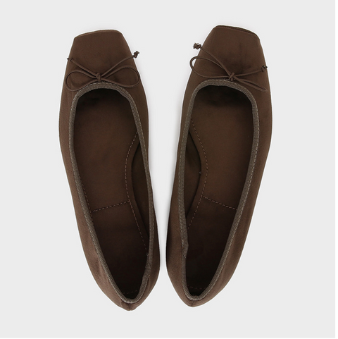 Taupe Velvet Bow-embellished Square-toe Pumps