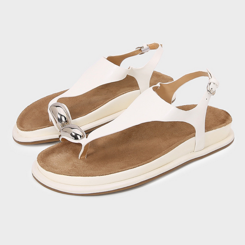 Clip Toe Thick Sole White Sandals