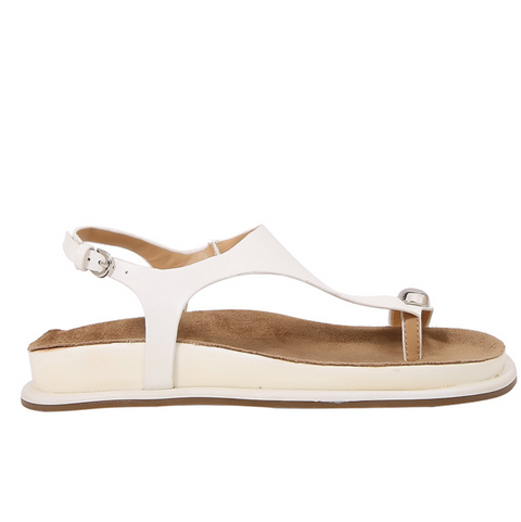 Clip Toe Thick Sole White Sandals