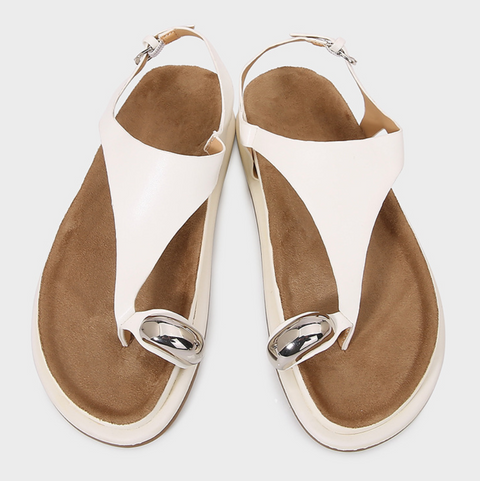 Clip Toe Thick Sole White Sandals
