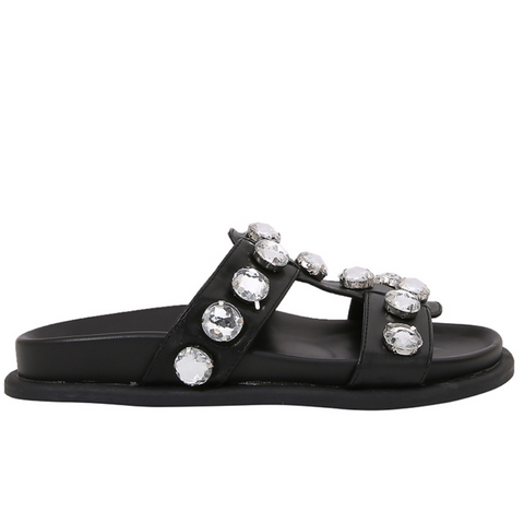 Round Rhinestone Embellished Thick Sole Slippers