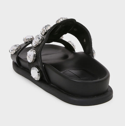 Round Rhinestone Embellished Thick Sole Slippers