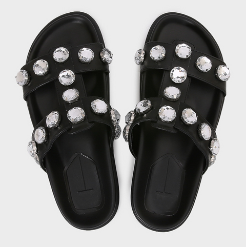 Round Rhinestone Embellished Thick Sole Slippers