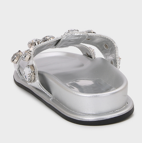 Round Rhinestone Embellished Thick Sole Slippers
