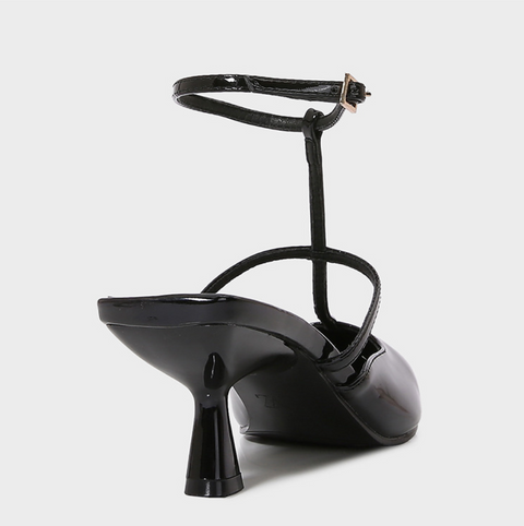 Pointed-toe Hollow Patent Leather Sandals