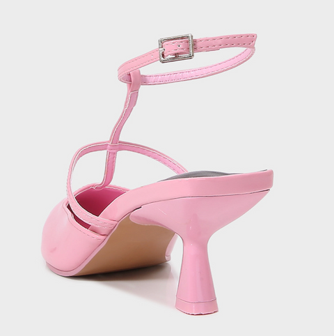 Pointed-toe Hollow Patent Leather Sandals