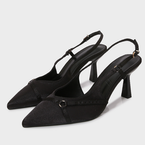 Open-heel Buckled Strap Heeled Sandals