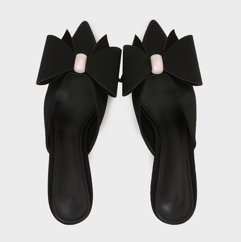 Artificial Pearls Bow Knotted Half-Slipper Sandals