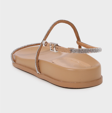 Rhinestone Spaghetti Strap Flat Sandals
