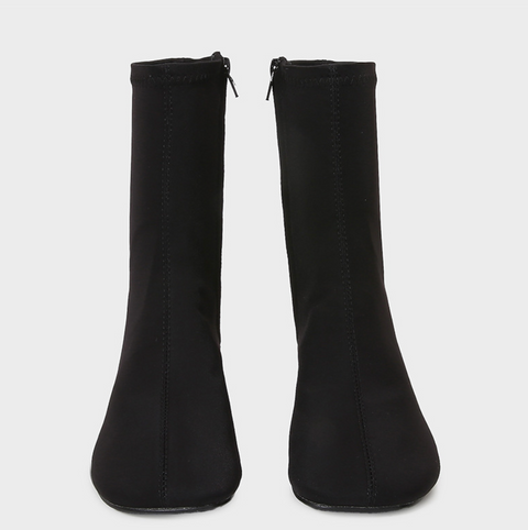Square-toe Stretchy Black Sock Boots