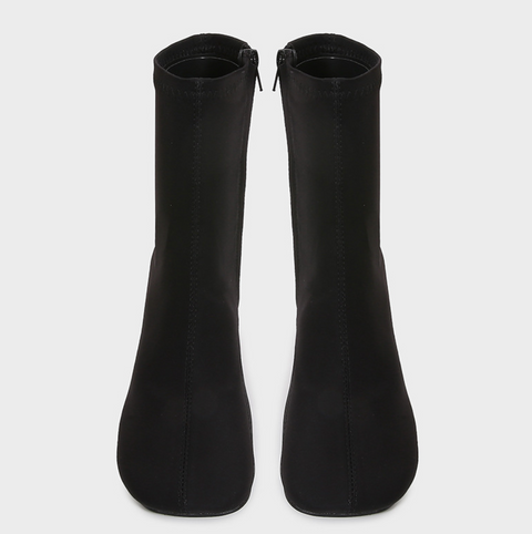 Square-toe Stretchy Black Sock Boots