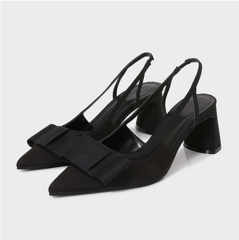 Black Knotbow Chunky Strapped Sandals