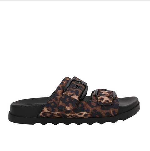 Double Buckled Leopard Printed Slippers