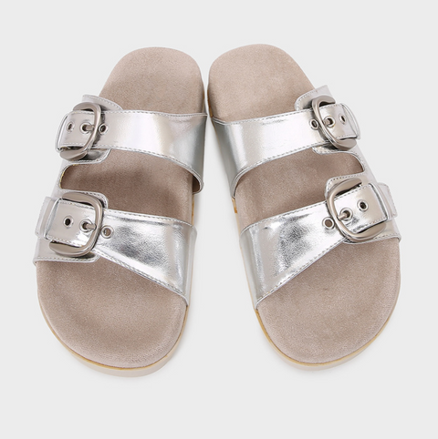 Double Buckled Leopard Printed Slippers