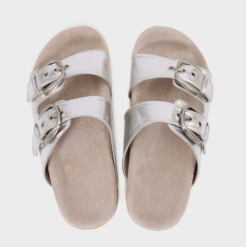 Double Buckled Leopard Printed Slippers