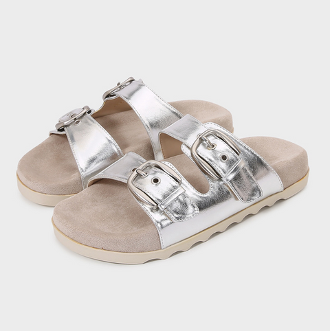 Double Buckled Leopard Printed Slippers