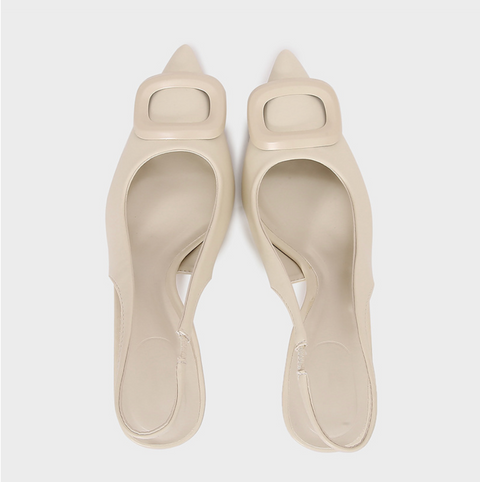 Square Decorated Creamy White Sandals