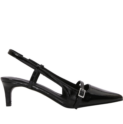 Buckle Embellished Pull Strap Shallow Sandals