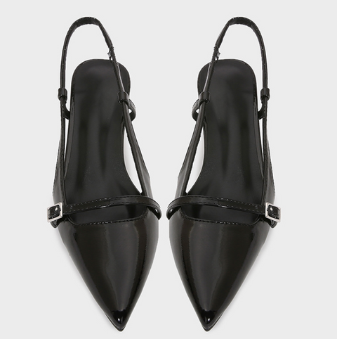 Buckle Embellished Pull Strap Shallow Sandals