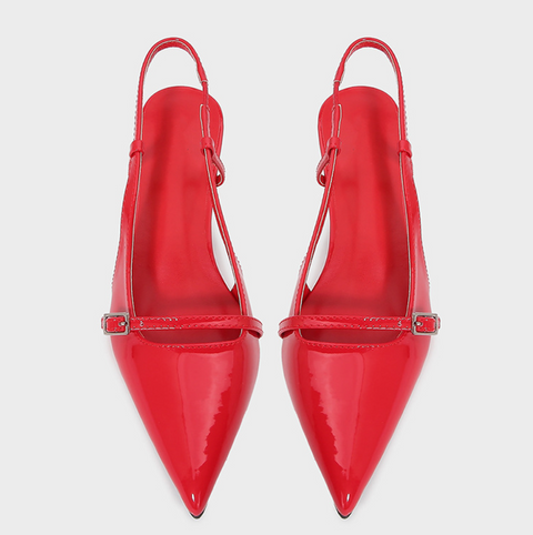 Buckle Embellished Pull Strap Shallow Sandals