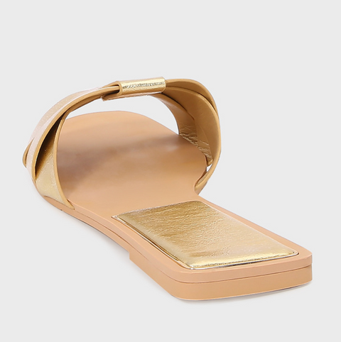 Square-toe Cross Strap Flat Slippers