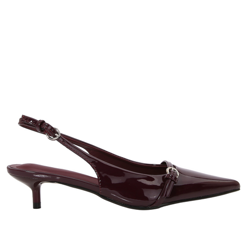 Wine Red Patent Leather Pointed-toe Sandals
