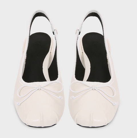 Lace-up Bow Square-toe White Sandals