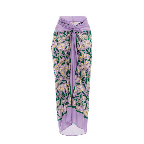 Hollowed One-piece Swimwear & Floral Skirt