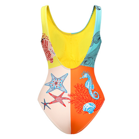 Sexy Backless Printed One-piece Swimwear