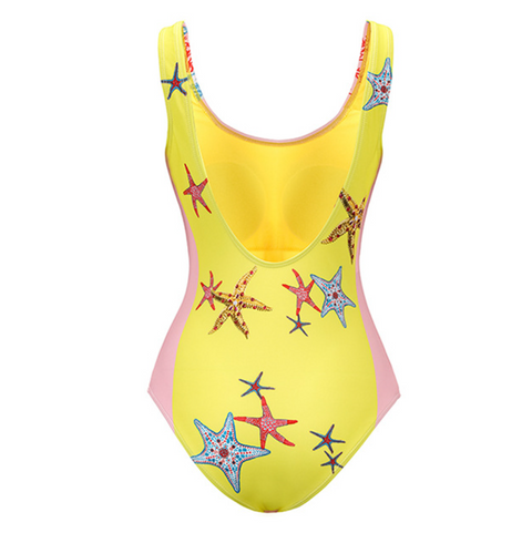 Sexy Backless Printed One-piece Swimwear