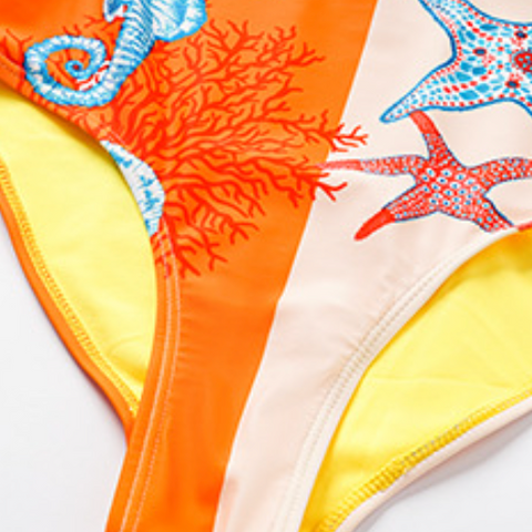 Sexy Backless Printed One-piece Swimwear