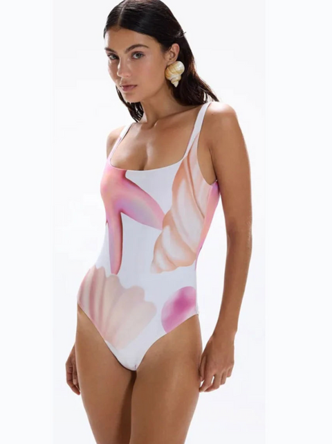 Pink Backless One-piece Swimwear & Wrap Skirt