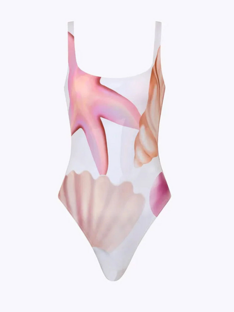 Pink Backless One-piece Swimwear & Wrap Skirt